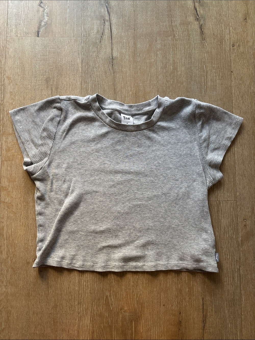 TNA Ribbed Short Sleeve Tee in Heather Gray